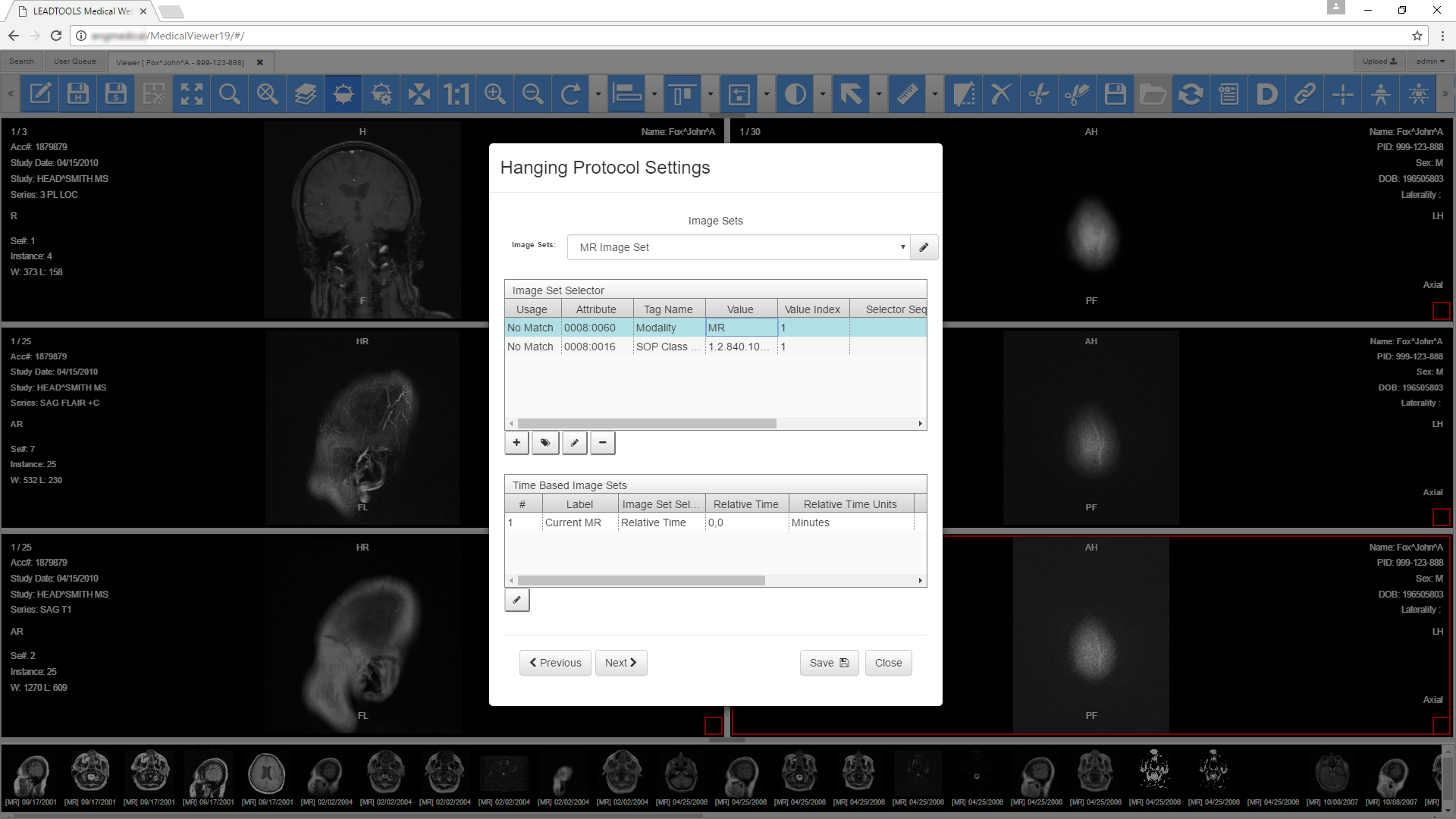 HTML5 Zero-footprint Medical Viewer Hanging Protocol
