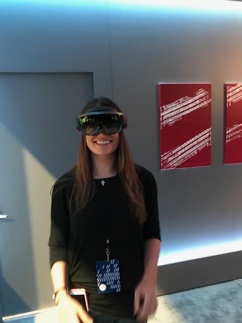 Katie trying out the HoloLens