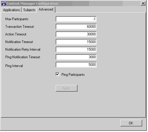 Context Manager Configuration Advanced Tab