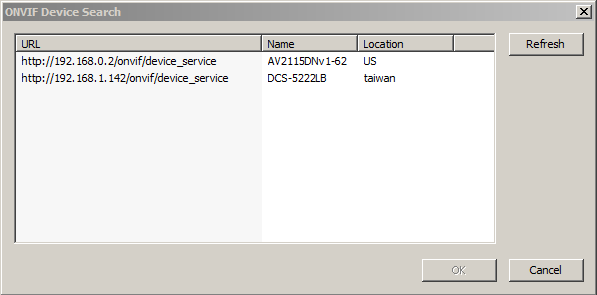 LEAD ONVIF search dialog