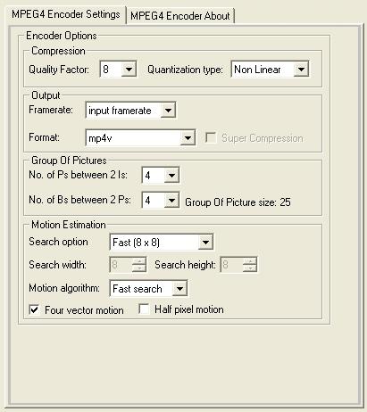 LEAD MPEG-4 Encoder User Interface LEAD MPEG-4 Encoder property page