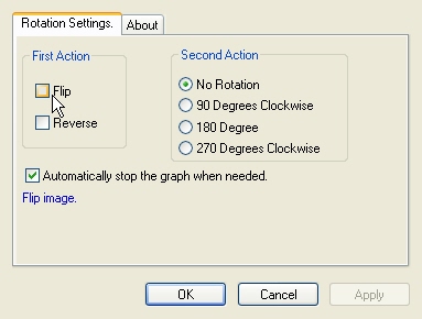 Video Rotation Filter property page Video Rotation Filter property page