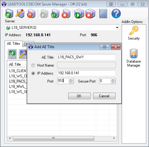 Add AE Title Dialog for Storage Server 2.0 Add AE Title Dialog for Storage Server 2.0