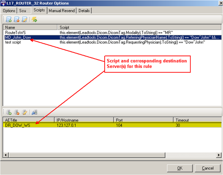 Destination Server Configuration Dialog Destination Server Configuration Dialog