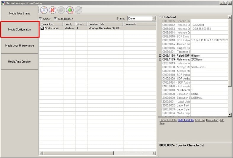 Media Configuration Dialog Media Configuration Dialog