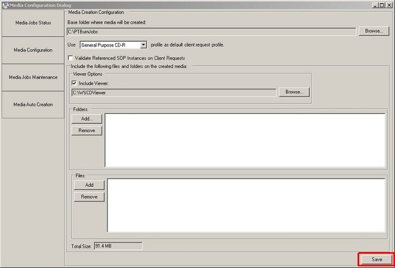 Save Media Configuration Save Media Configuration