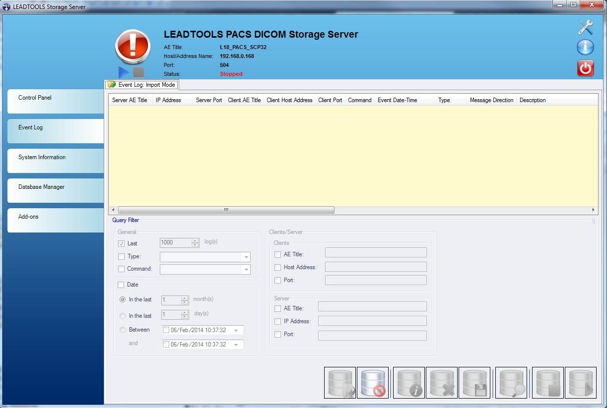 Storage Server Event Log Tab Storage Server Event Log Tab