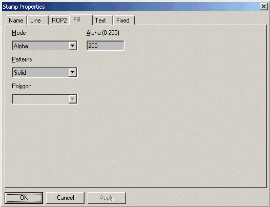 Stamp fill dialog