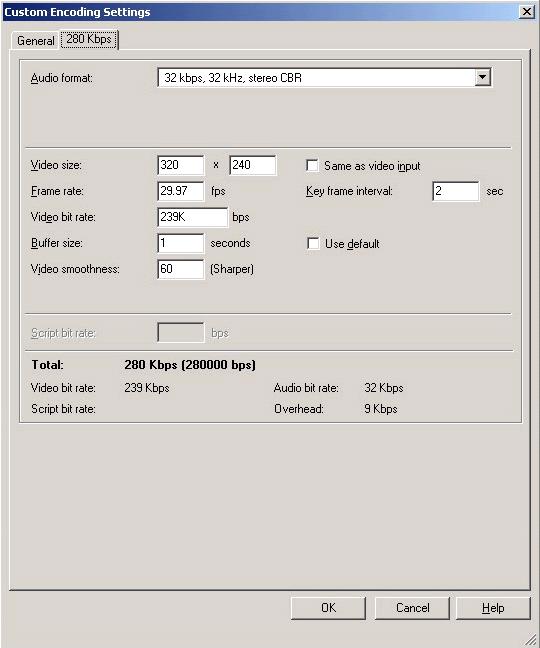 LEAD H.264 Encoder settings