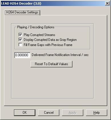 H264 Decoder property page