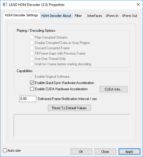 LEAD H264 Decoder  | 3.0</div> Properties