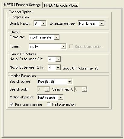 LEAD MPEG-4 Encoder property page