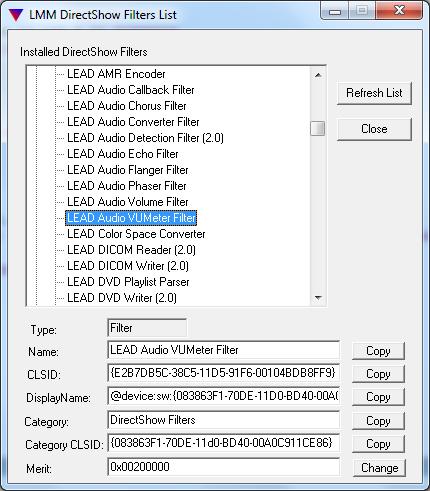 LTMM DirectShow Filter List Utility