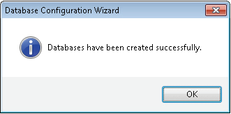 Database Configuration Wizard Success Message