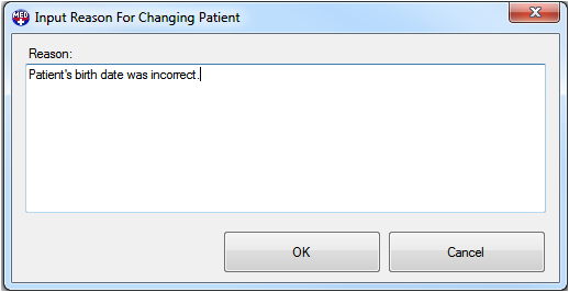 Patient Updater Input Reason