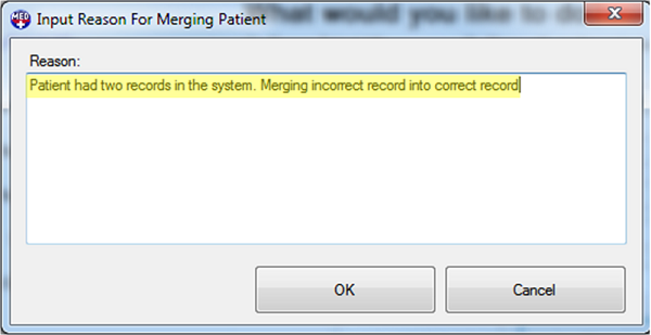 Patient Updater Patient Merge Reason