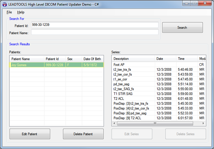 Patient Updater Patient Merge Search Results