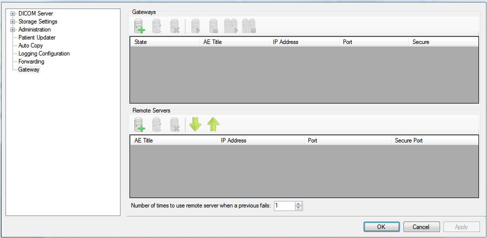 Storage Server Gateway Dialog