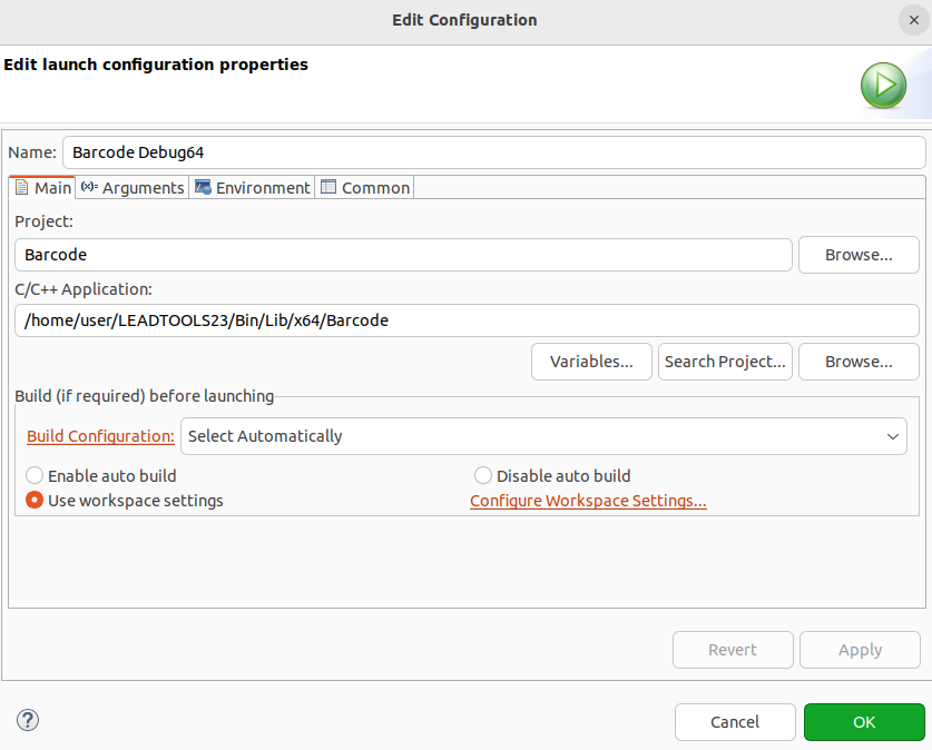 The Run Configuration Dialog Box