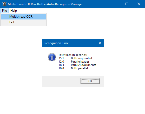 The application displays OCR progress