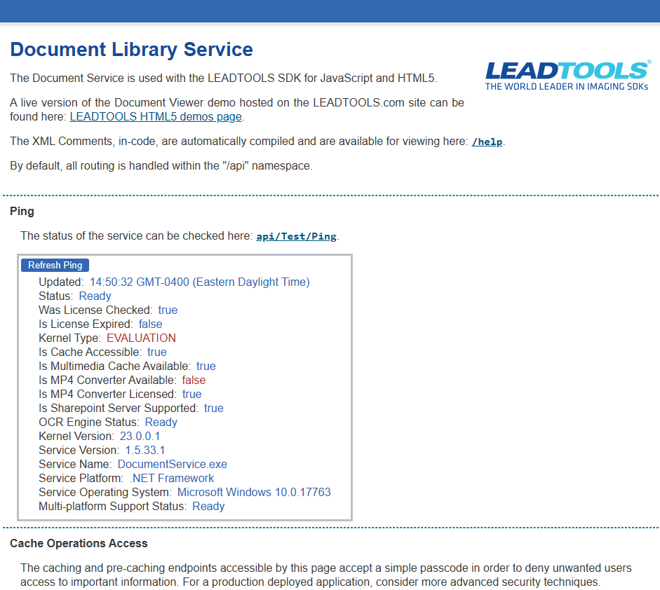 Document service index running page