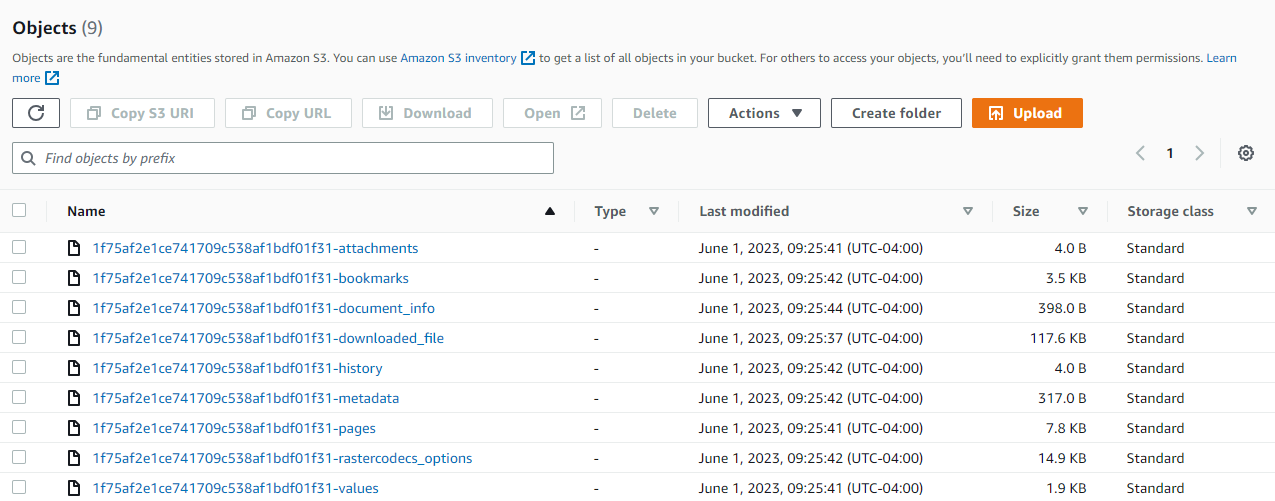 Example of the Directory for a Document Stored in a S3 Bucket Cache