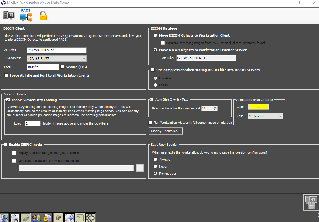 Screenshot of Workstation Client Configuration Overview.