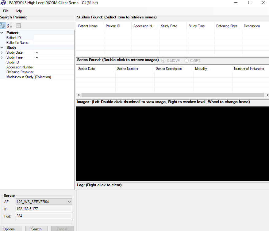 Screenshot of the High-Level DICOM Client Demo.