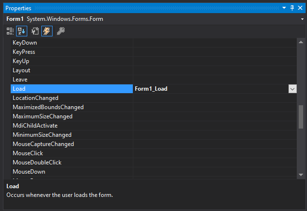 Creating a Load event