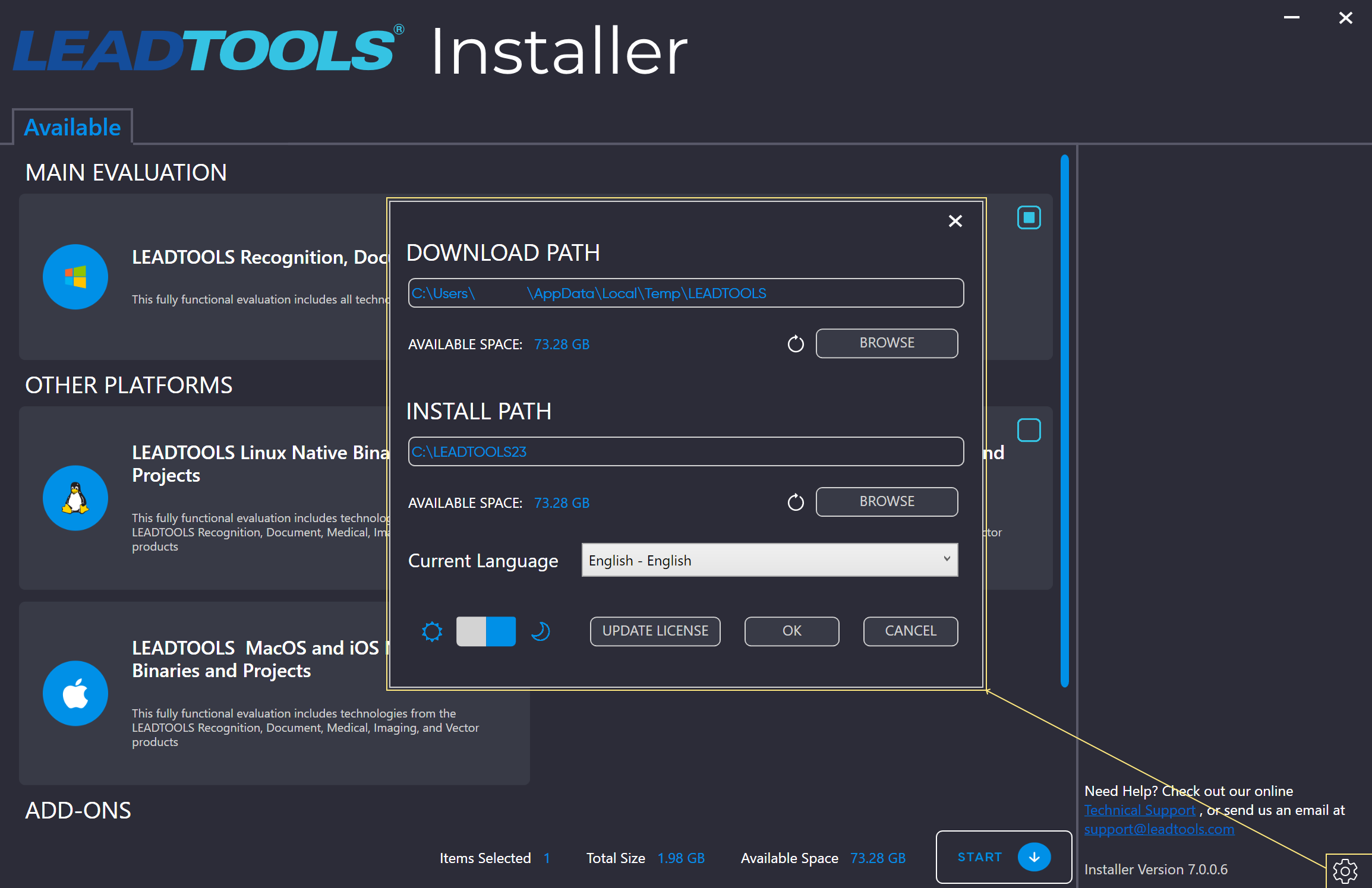 LEADTOOLS Installer Preference Settings