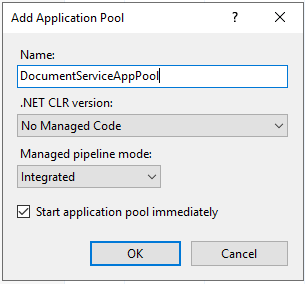 Add application pool screenshot
