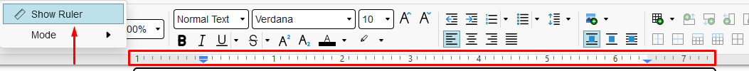 Screenshot of ruler that adjusts the width/margins of the document.
