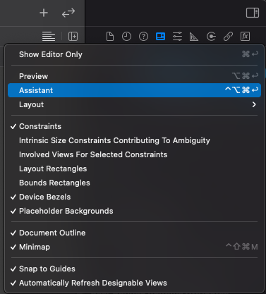 Screenshot of Adjust Editor Options dropdown.