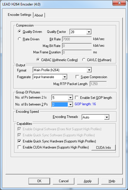 Checking Capabilities Section to see if Quick Synch Hardware Acceleration is Available