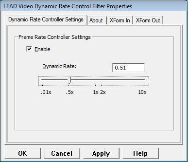 Video Dynamic Rate Control Filter property page