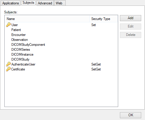 CCOW Context Manager Configuration Subject Tab