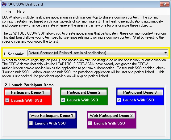 LEADTOOLS CCOW Dashboard Default Scenario