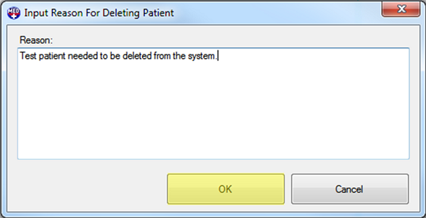 Patient Updater Delete Patient Record Reason Confirm