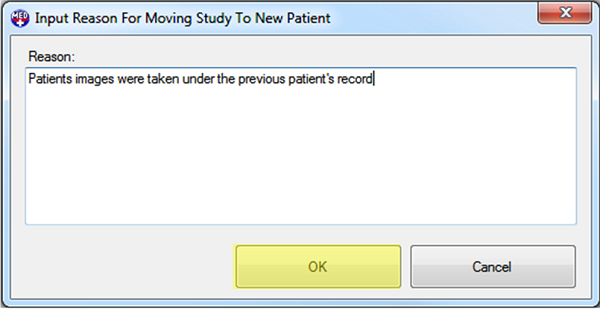 Patient Updater New Patient Move Reason OK Button