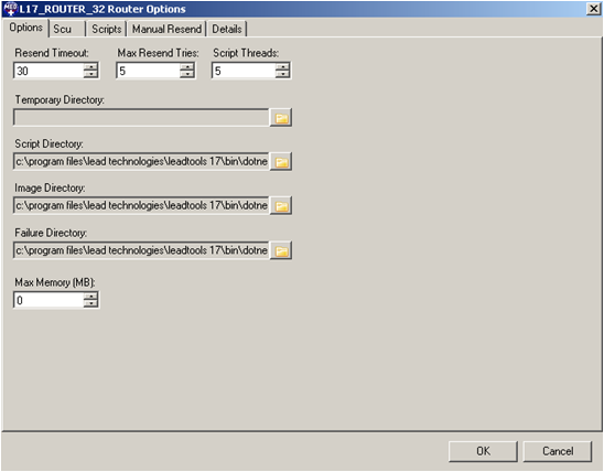 Router Options Dialog