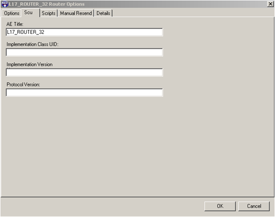 SCU Router Options Dialog