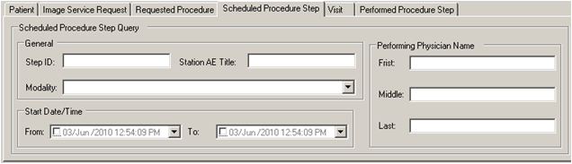 Scheduled Procedure Step Tab