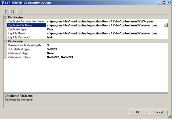 Security Options Dialog