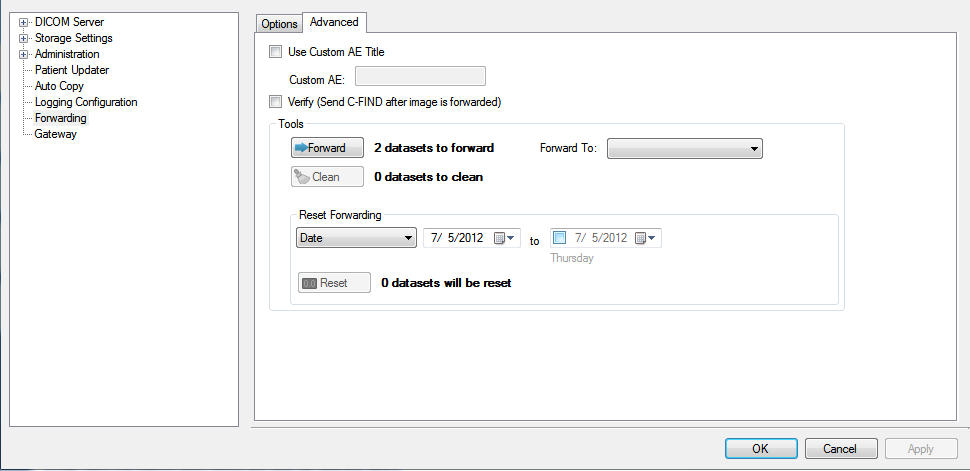 Storage Server Forwarding Advanced Tab