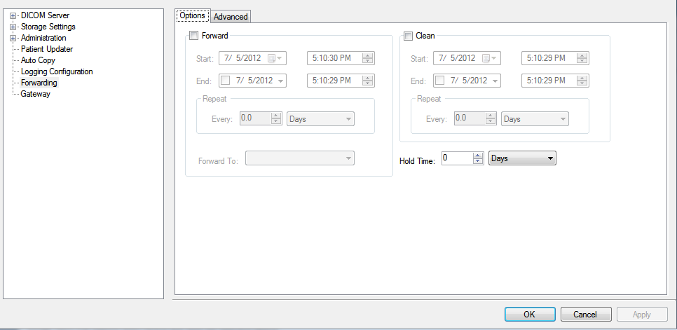 Storage Server Forwarding Options Tab