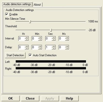 Audio Detection property page