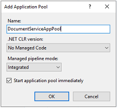 Add application pool settings