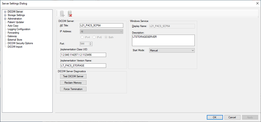 Storage Server configuration.