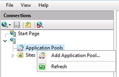 Add application pool menu option