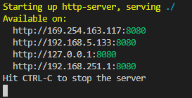 Screenshot of Http Server running.